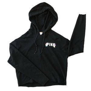 Victoria’s Secret Pink Cropped Black Hoodie Size XS